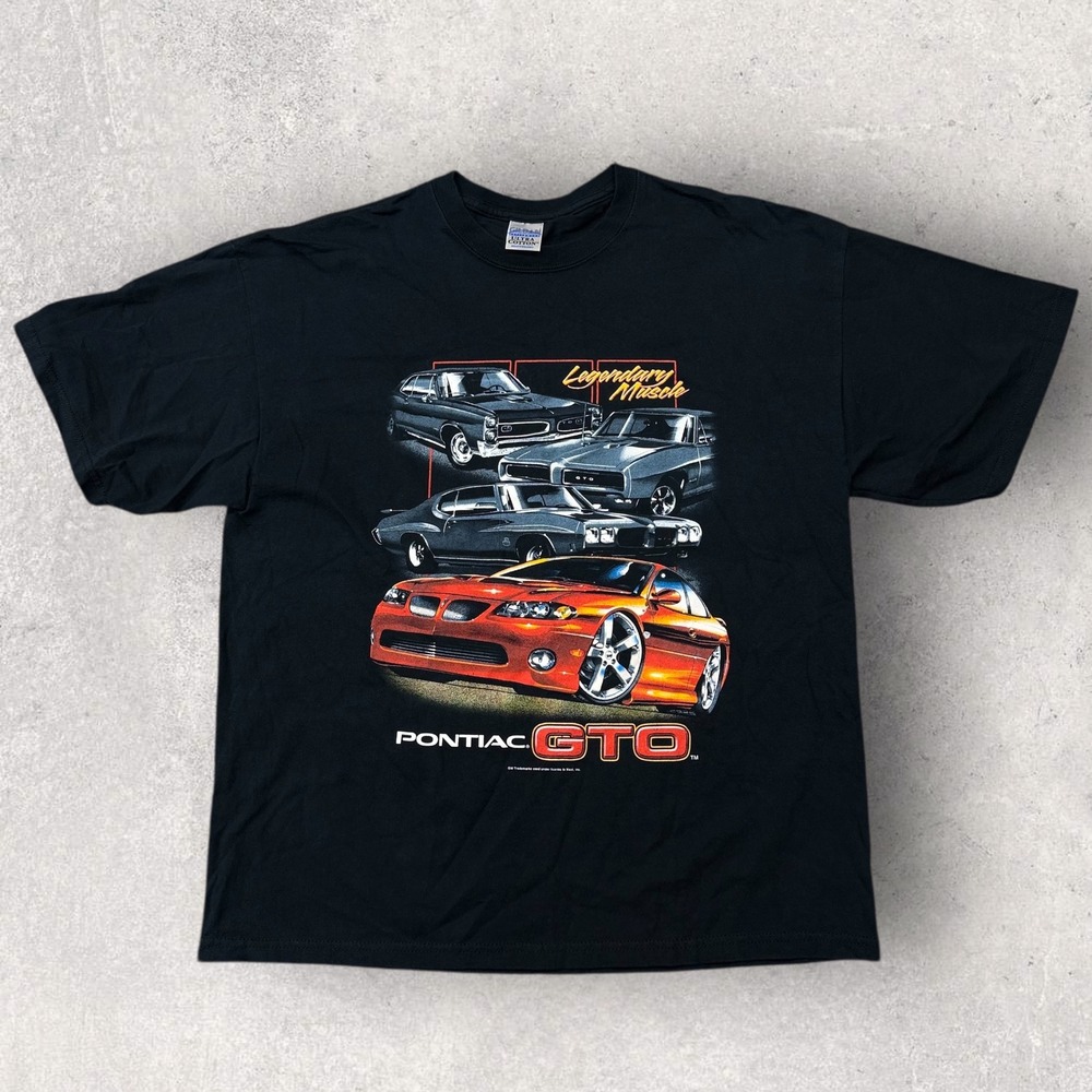 Gildan Pontiac GTO Legendary Muscle Car Graphic T-Shirt Black XL GM Licensed